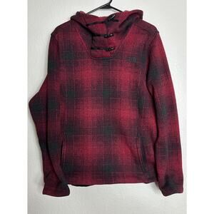 The North Face Sweatshirt Women Xtra Large Red Back Hoodie Flannel Buffalo Plaid